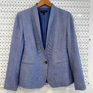 Ann Taylor The Cutaway Blazer in Cross Weave - Light Blue Chambray - 8R
